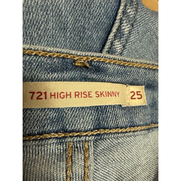 Levi's 721 Women's Blue High Rise Skinny Medium Wash Denim Jeans Pants Size 25 - Picture 4 of 5